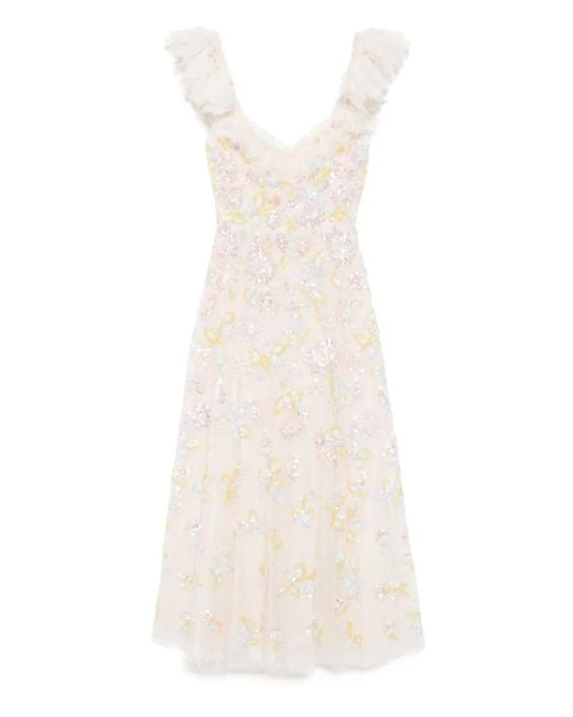 Needle & Thread White Sequin Dandelion Ruffle Ballerina Dress
