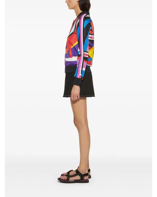 Emilio Pucci Blue Cigni-Print Twill Bomber Jacket