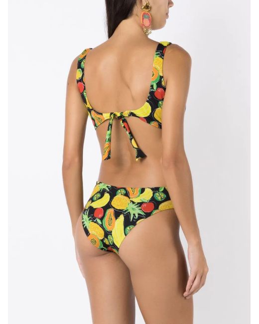 Amir Slama Yellow All-Over Fruit-Print Bikini Set