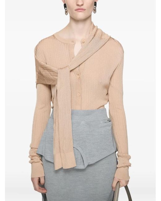 Acne Natural Ribbed-Knit Cardigan