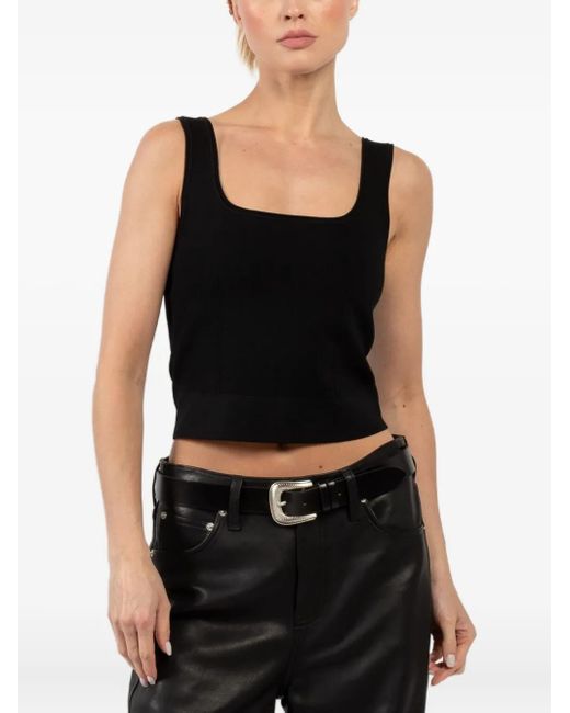 Jonathan Simkhai Black Uri Square-Neck Ribbed Top