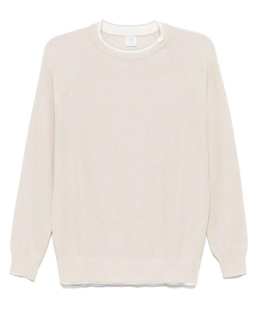 Eleventy White Cotton Crew Neck Sweater for men