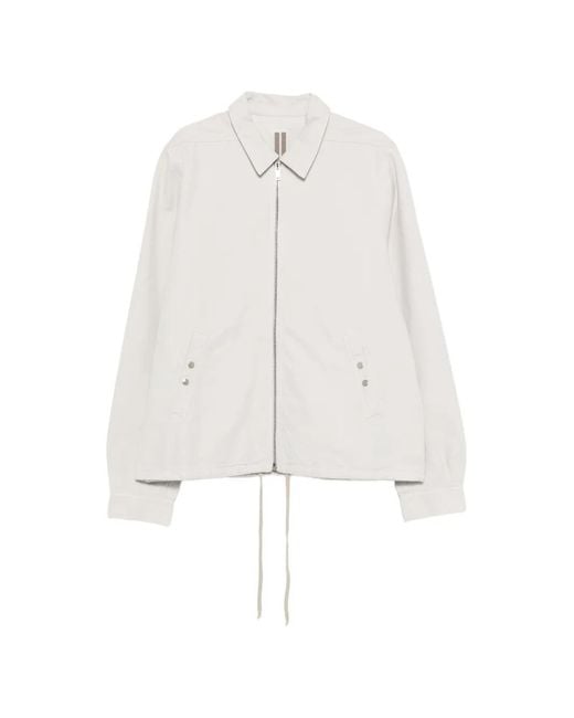Rick Owens White Zip-Up Shirt Jacket for men