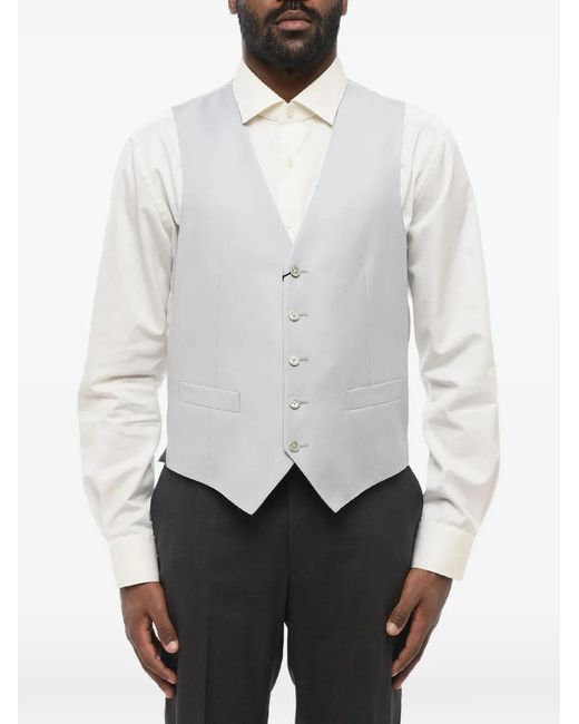 Corneliani White Single-Breasted Wool Waistcoat for men