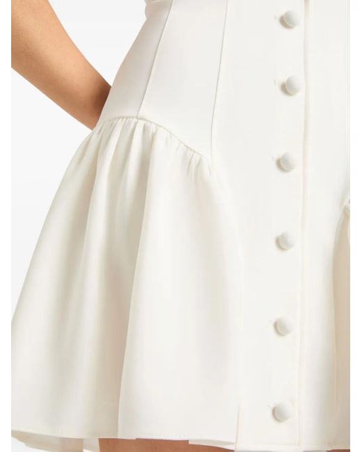 Robe Boutonnée À Volants Cinq À Sept en coloris White