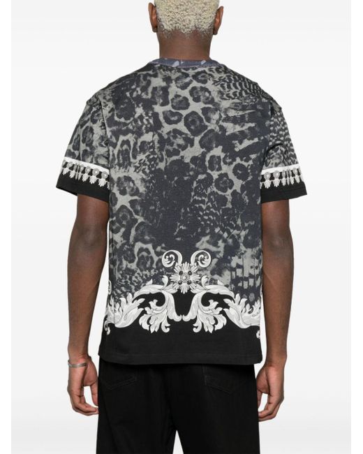 T-shirt con stampa di Versace in Black da Uomo