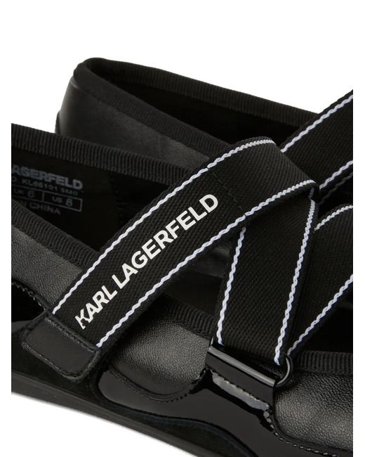 Karl Lagerfeld Black Altia Kross Strap Flats