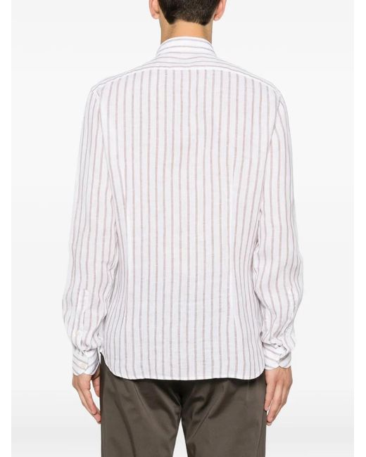 VELA SHOP White Striped Long-Sleeve Shirt for men