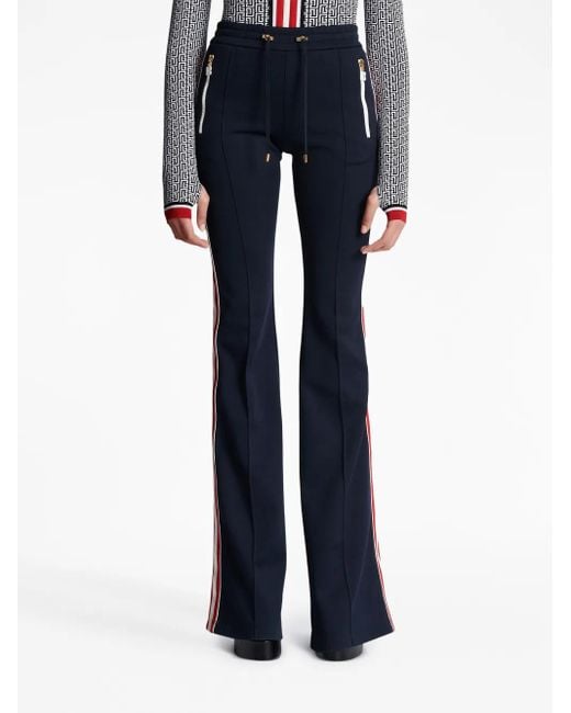 Balmain Blue Flared Jersey Trousers