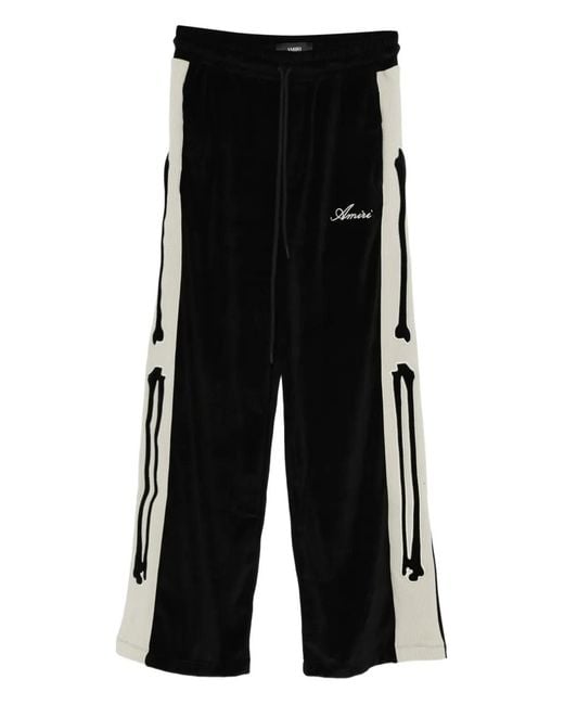 Amiri Bones Trainingsbroek Met Fluwelen-Effect in het Black voor heren