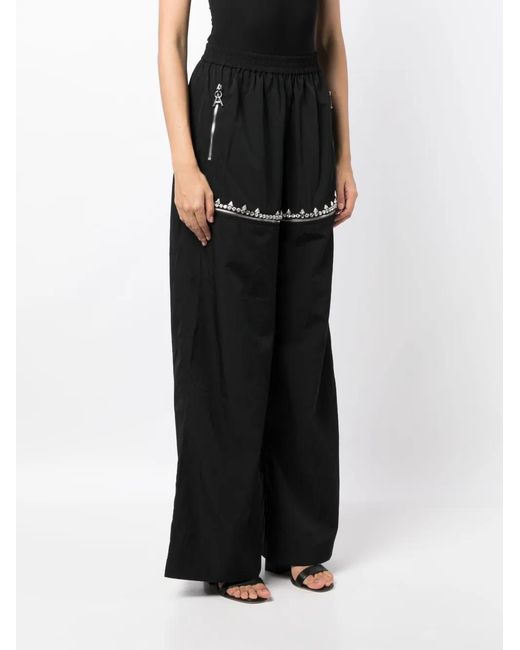 Area Black Crystal-embellished Wide-leg Trousers