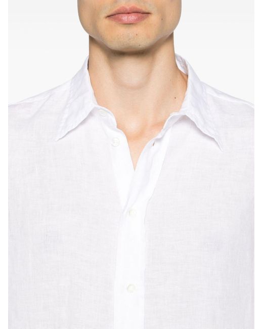 Malo White Button-up Linen Shirt for men