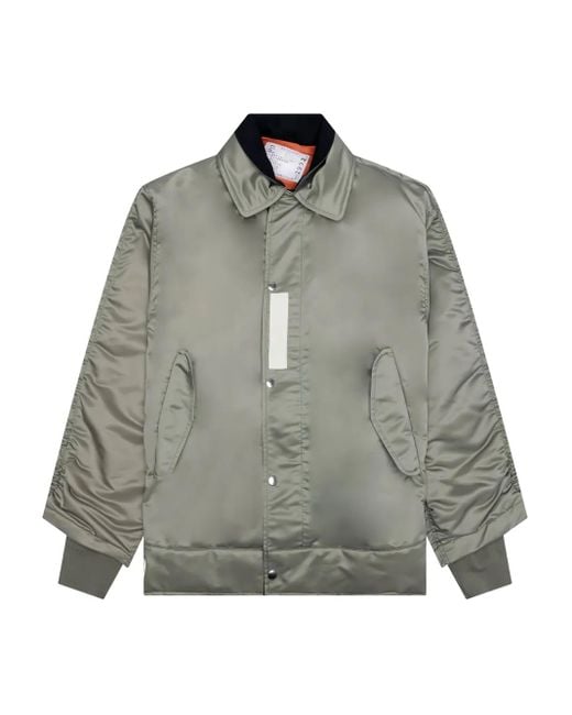 Sacai Gray Pocketed Bomber Jacket for men