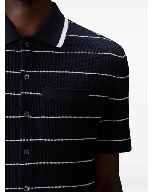 Thom Browne Blue Striped Waffle Short-Sleeve Shirt for men