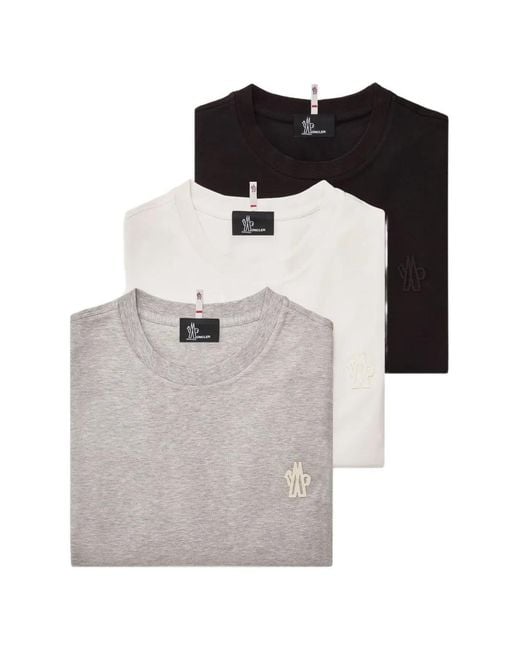 Moncler Gray Logo Round-Neck T-Shirt (Set Of Three) for men
