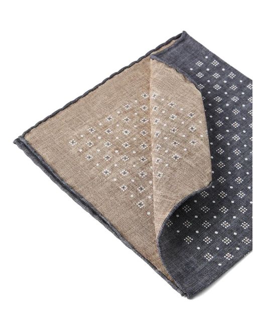 Brunello Cucinelli Gray Patterned Pocket Square for men