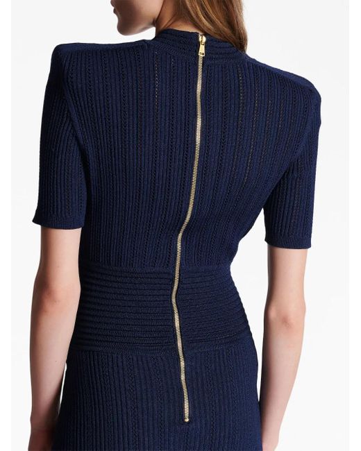 Balmain Blue Knitted Mini Dress