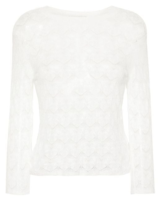 Vince White Lace-pattern Cotton Top