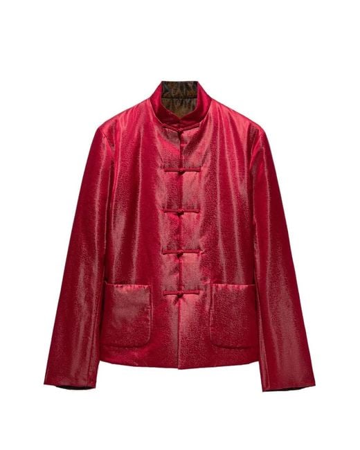 Shanghai Tang Red Reversible Pocket Jacket for men