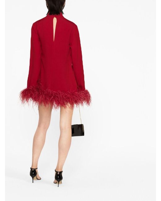 ‎Taller Marmo Red Gina Feather-trimmed Crepe Mini Dress