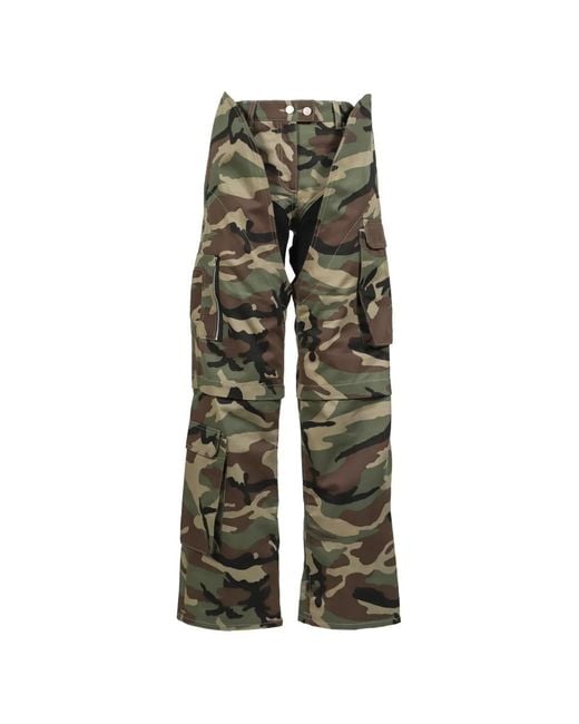 SRVC Studio Green Mecha Camouflage-Print Cut-Out Cargo Pants