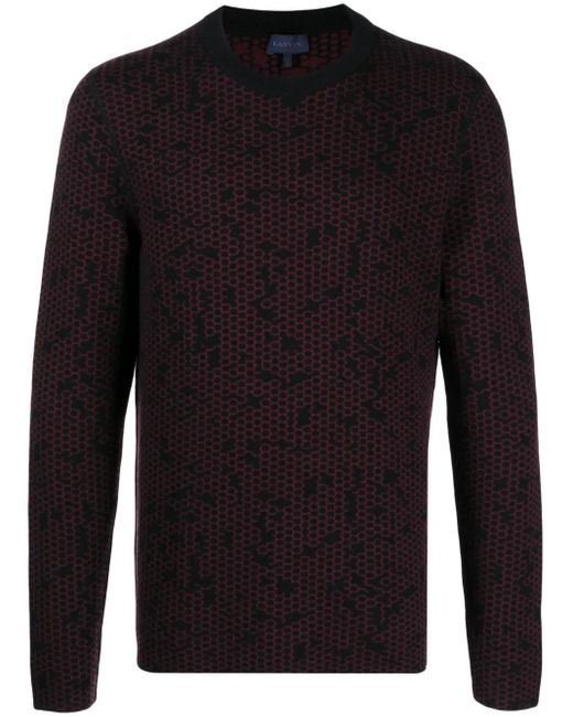 Lanvin Black Patterned Intarsia-Knit Wool Jumper for men