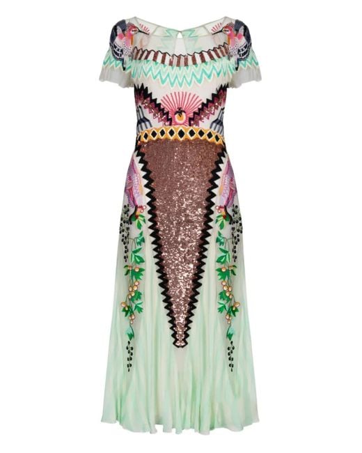 Temperley London Talia Midi-Jurk Met Pailletten in het Green