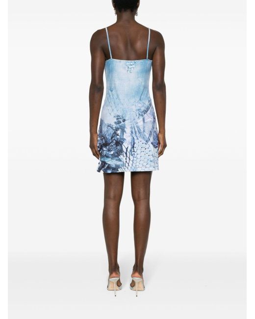 DIESEL Blue Abstract-print Mini Dress