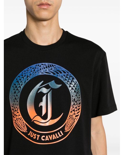 Just Cavalli Katoenen T-shirt Met Logoprint in het Black voor heren