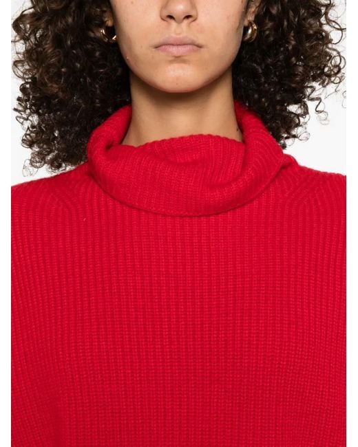 Isabel Marant Red Turtleneck Ribbed Sweater