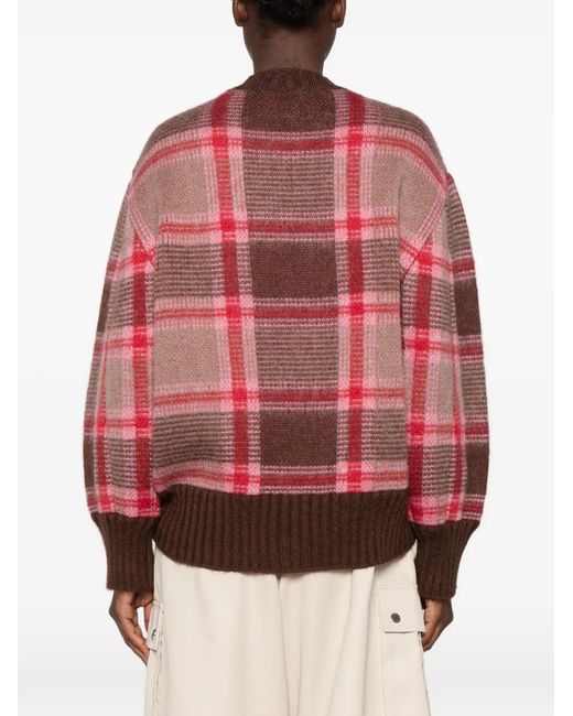 The Attico Red Check-Pattern Sweater