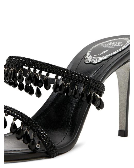 Rene Caovilla Black Chandelier Crystal-Embellished Sandals