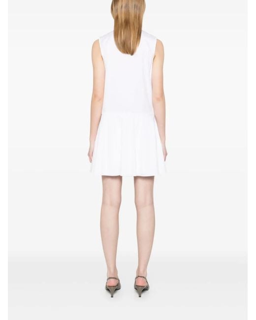 Theory White Flared Linen Blend Mini Dress
