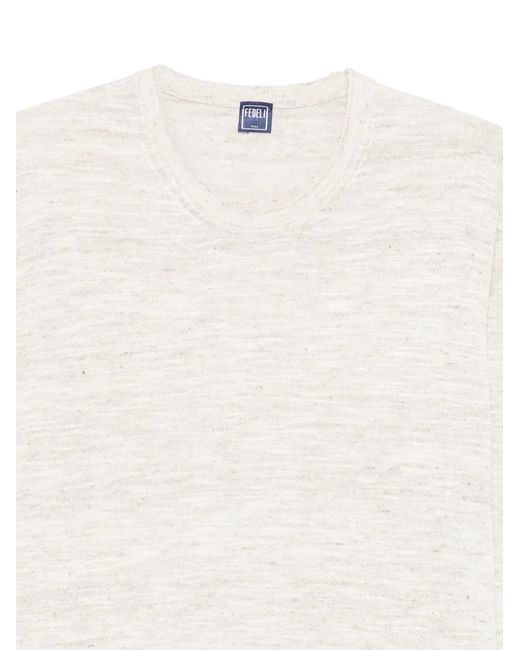 Fedeli White Slub-Texture Sweater for men