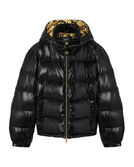 Versace Black Hooded Puffer Jacket for men