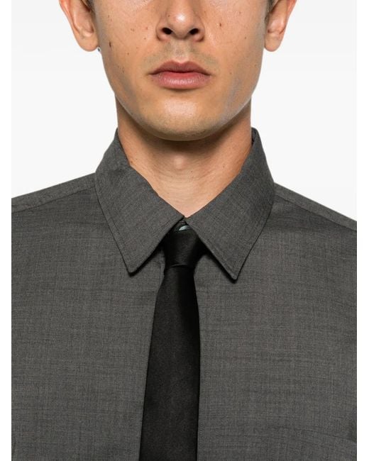 Lardini Gray Chest-Pocket Button-Up Shirt for men