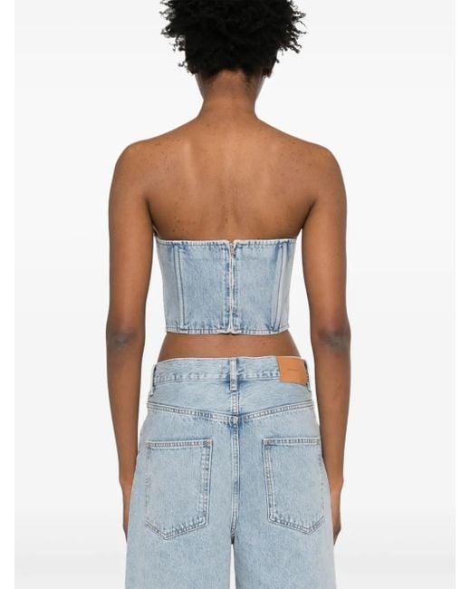 Wardrobe NYC Blue Strapless Denim Top