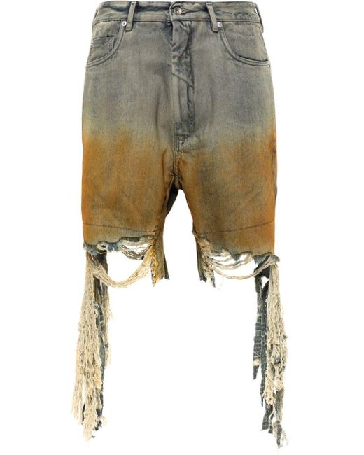 Rick Owens Jeans-Shorts im Distressed-Look in Natural für Herren