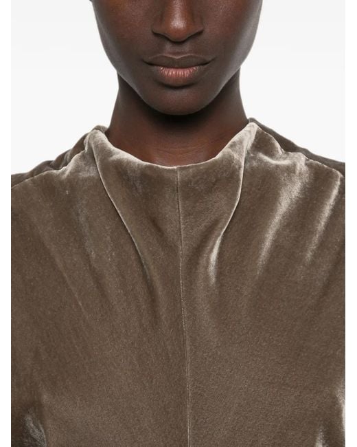 Agnona Natural Velvet Ruched-Waist Maxi Dress