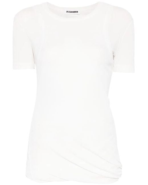 Jil Sander White Short Sleeve Crew-Neck Top