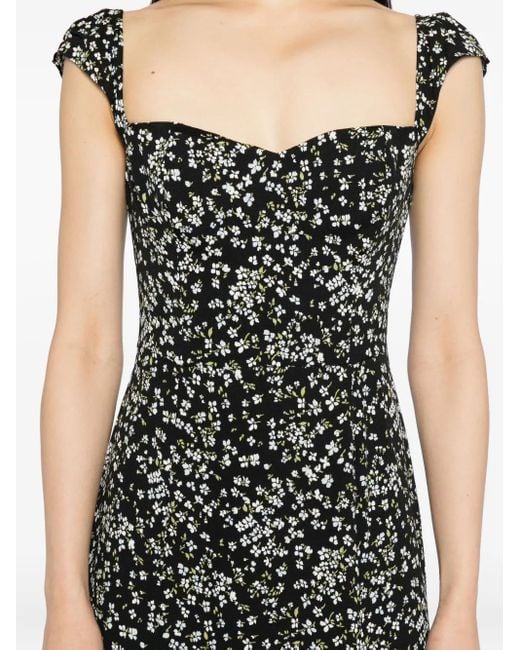 Reformation Black Bryson Floral-Print Crepe Midi Dress