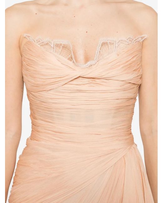 Maria Lucia Hohan Jolie Strapless Midi-Jurk Met Ruches in het White