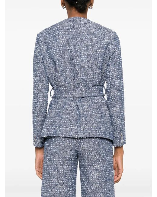 Maje Blue 4-Pocket Tweed Jacket
