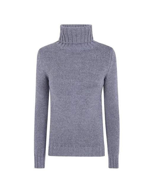 Base London Blue Merino Rolll-Neck Knit Sweater