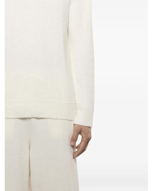 Laneus White Boxy Fit Jumper for men