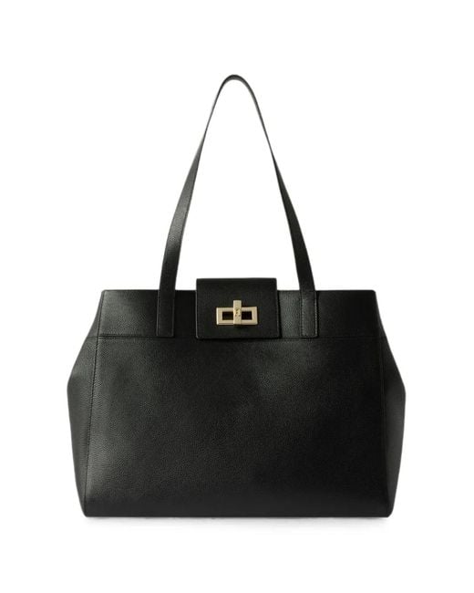 Furla Black Large Grainy-Leather Tote Bag
