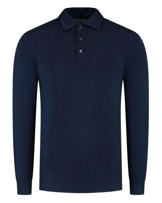 Gran Sasso Blue Long-Sleeved Polo Shirt for men