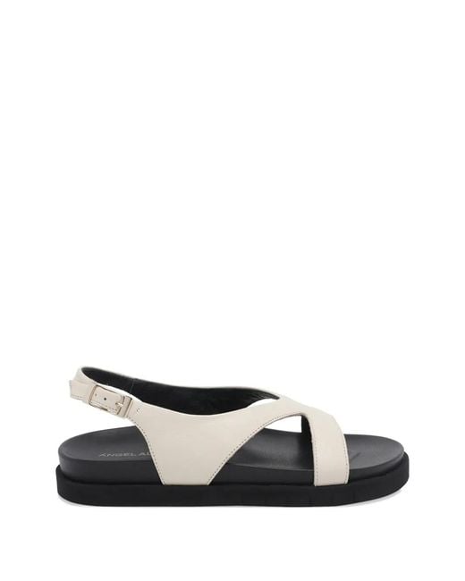 Angel Alarcon White Leather Flat Sandals