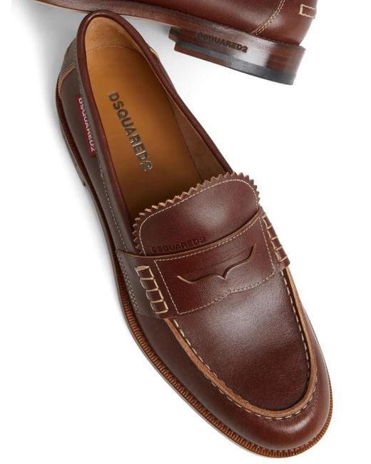 DSquared² Brown Leather Loafers for men