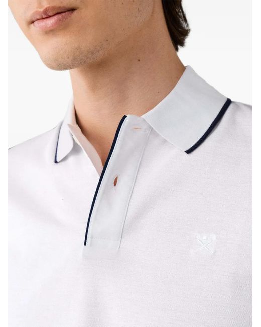 Hackett White Polo À Fente Latérale for men